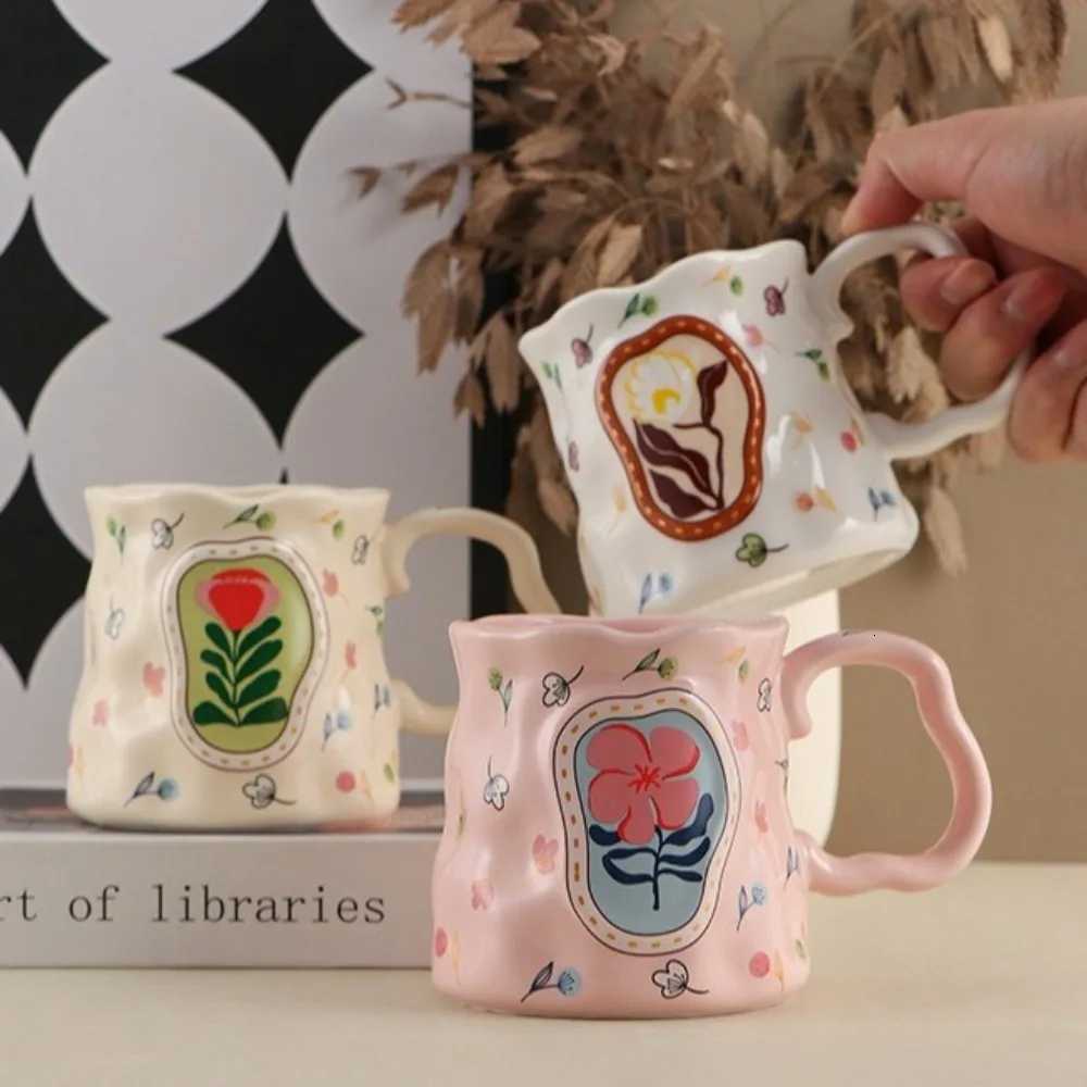 Exquisite Light Luxury Ceramic Coffee g Floral Decoration Elegant Milk Cup Handmade Unique Breakfast Cup Breakfast Time H251209