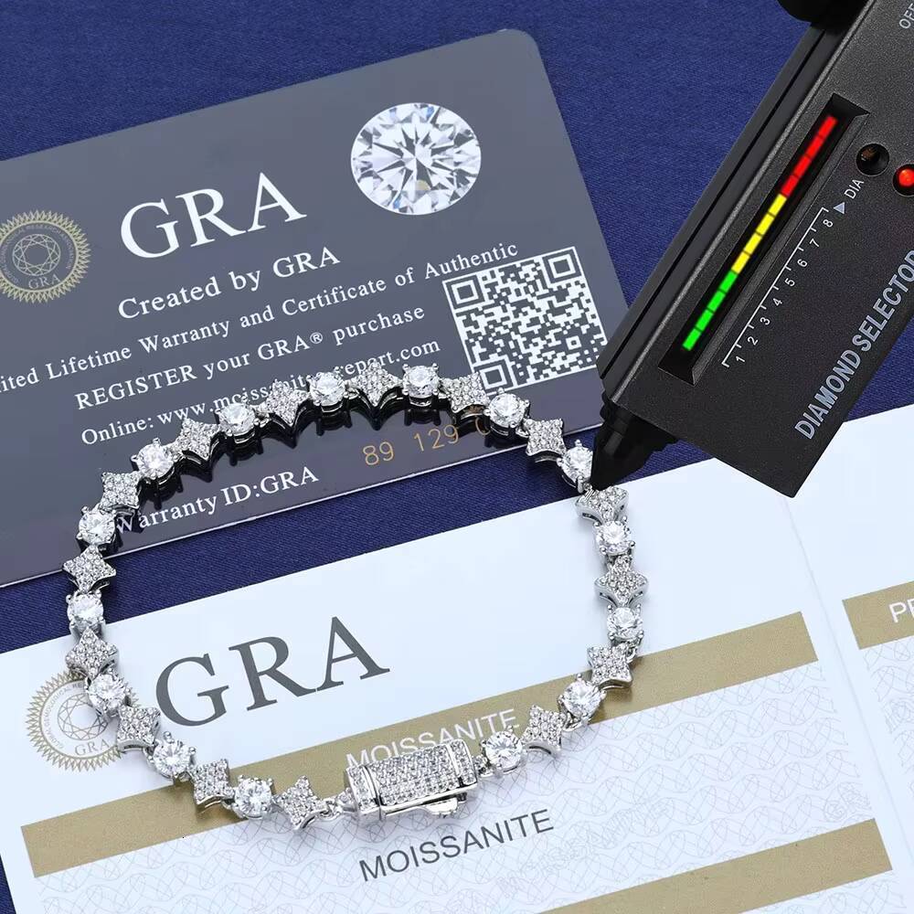 2025 Gra Jewelry 925 Sterling Silver Vvs Tennis Ice Moissanite Luxury GRA Certified Necklace Chain Unisex