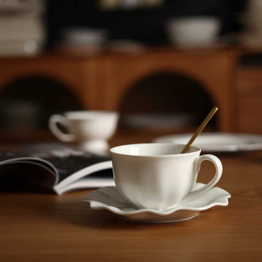 plates Nordic minimalist white ceramic coffee cups Small capacity 200ml dessert g Exquisite ceramic tableware tea cups H251209