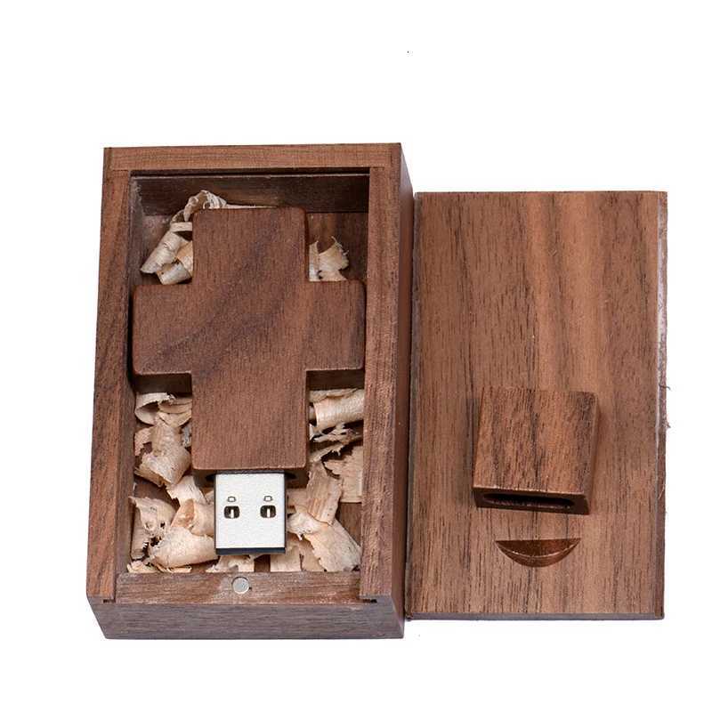 Wood Cross Ideas USB 20 Flash Drive Pen Drive Real Capacity Box Memory Stick Walnut 4GB/32GB/16GB/8GB U Disk Pen drive 64gb C251209