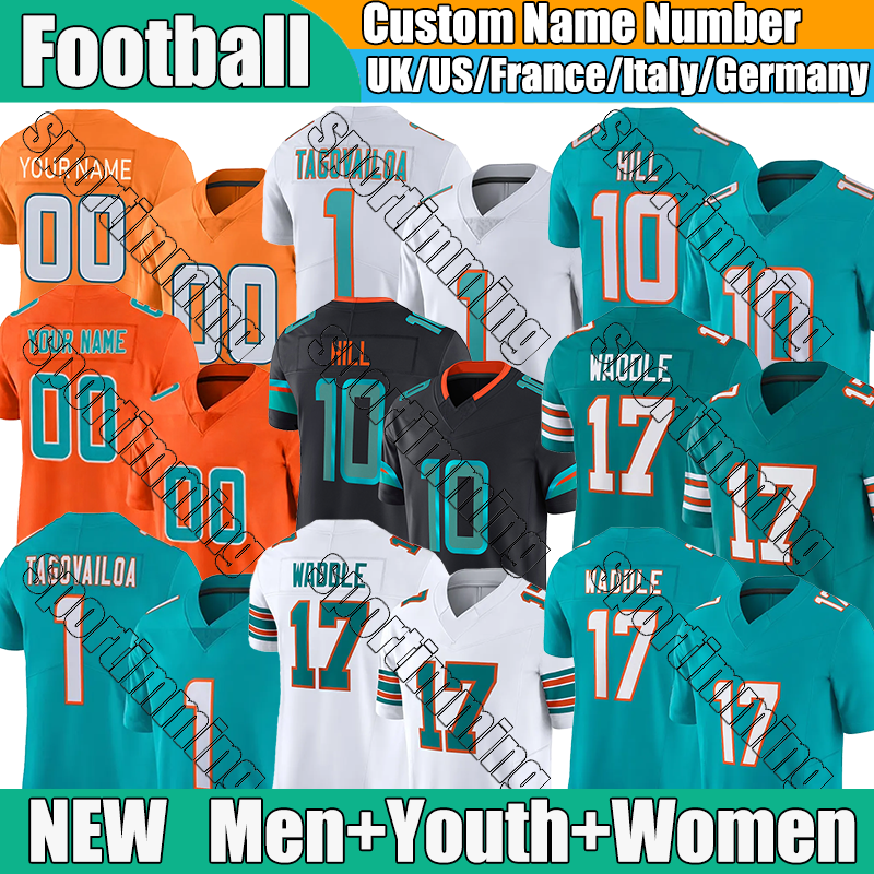 Miami city Dolphinss jersey #10 Hill Tagovailoa Waddle Marino Ramsey Phillips Mostert Football Jerseys