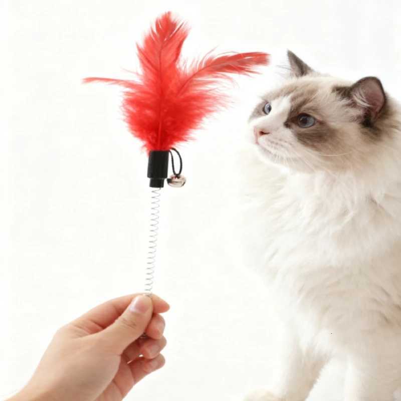 5pcs Cat Teaser Stick Toy Spring Suction Cup Feather Squeaky Interactive Kitten Toy Bite-resistant Training Cat Toy Supplies M251209