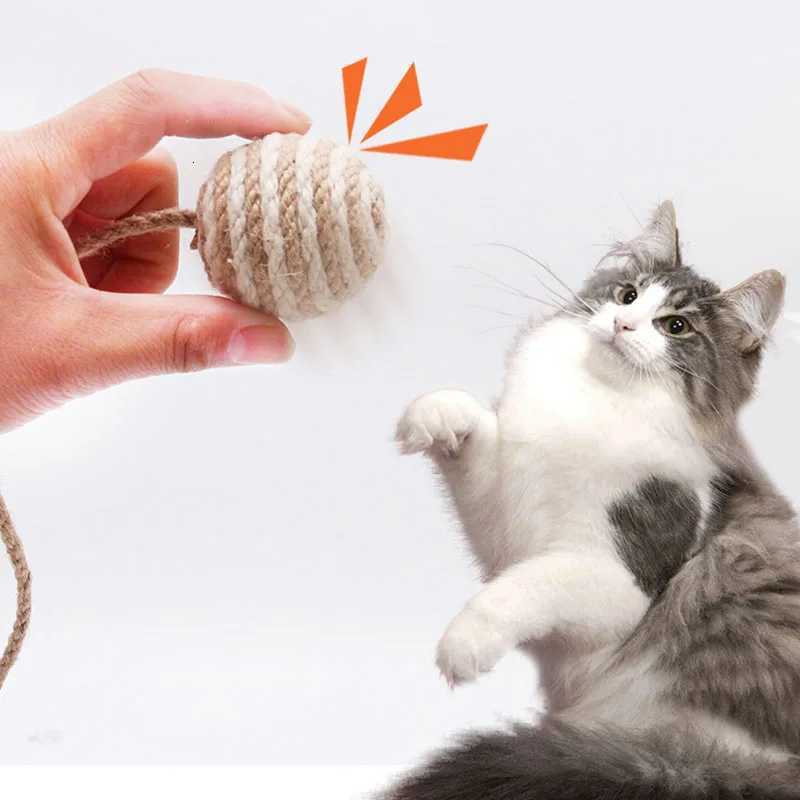 Colorful Sisal Rope Weave Ball Teaser Play Balls Pet Cat Interactive Indoor Balls Scratch Proof unting Instinct Chase M251209