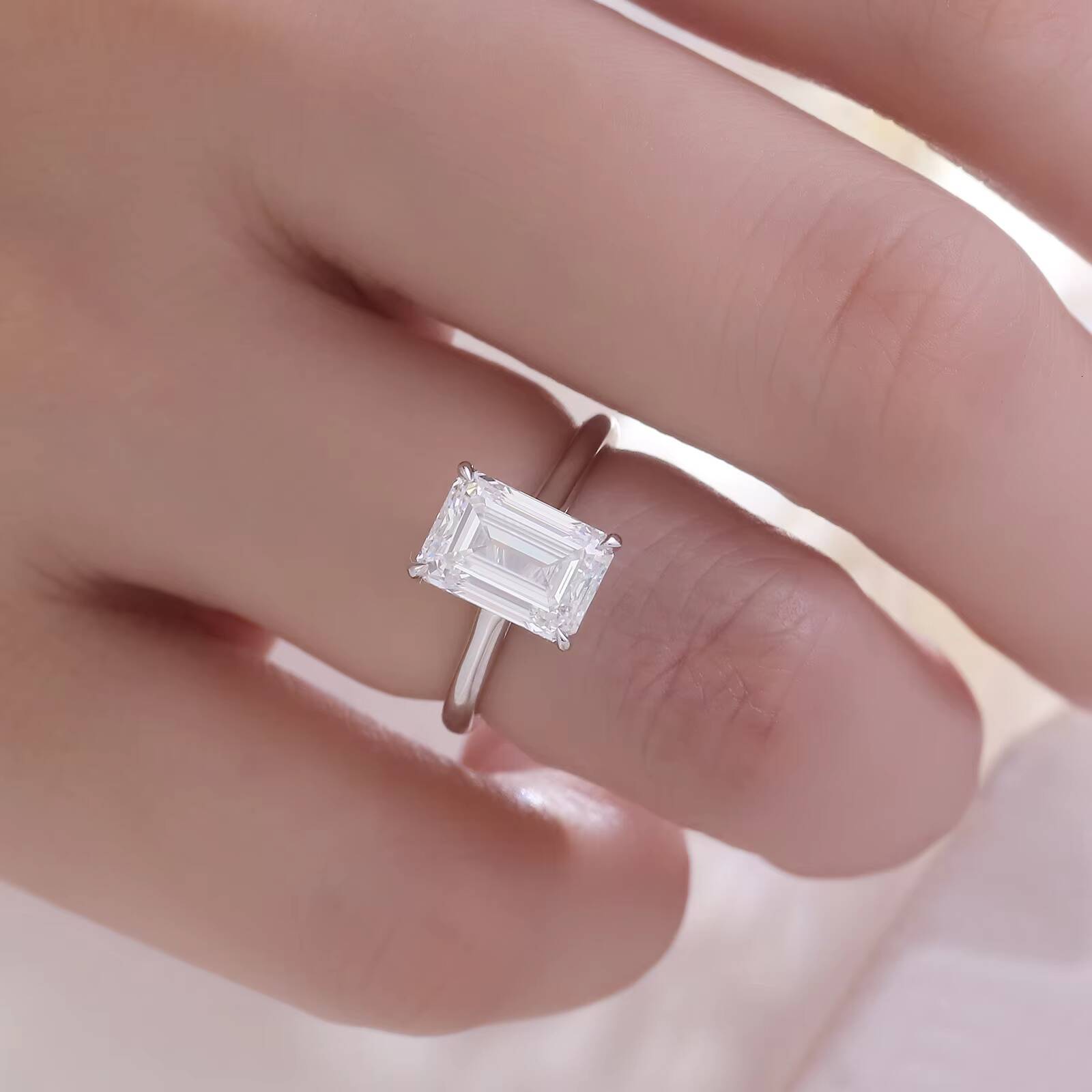 Provence Gem 1950 PT950 IGI 30CT E VS1 Emerald Cut Lab Diamond CVD Solitaire Engagement Ring for Women