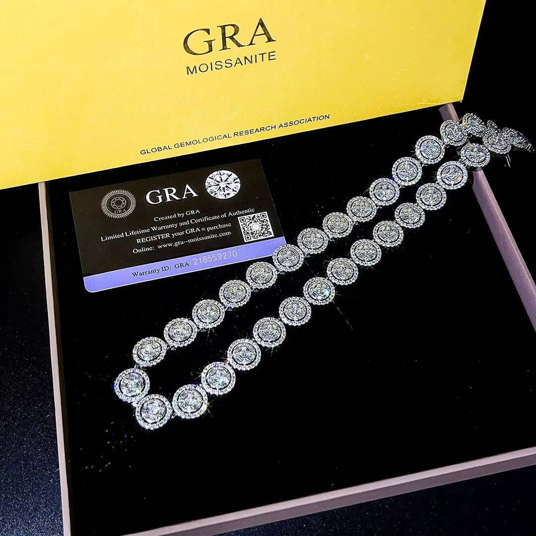 Trend Luxury Shiny Moissanite Jewelry Gold Plated Diamond Woman Necklace Cuban Link Moissanite Chain Rock Chain