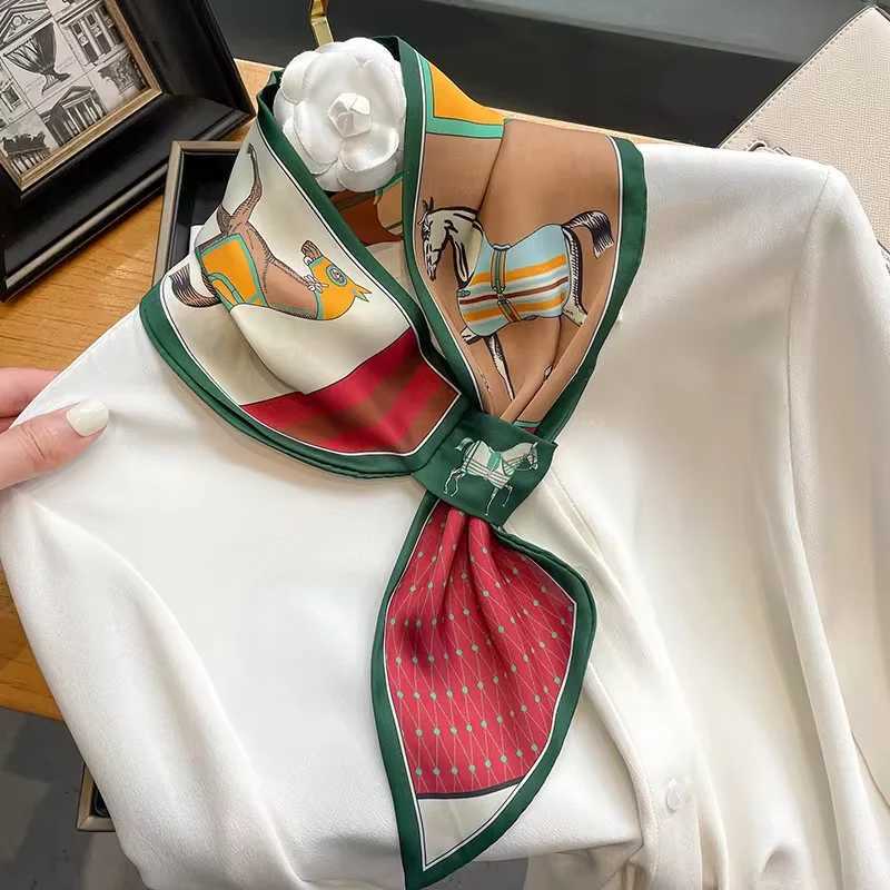 Luxury Luxury Spring Summer Ear Silk Scarf Women Striped Print Neckerchief Wrist Towel Korean Style Tie Bag Band Ladies Neck Scarf Y251208