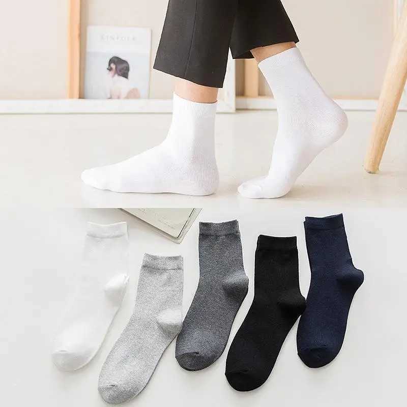 10 Pairs 20 Pcs Business Casual Cotton white Socks Men Spring Autumn Winter Solid Colors Crew Socks Male Breathable Socks MeiasT251209