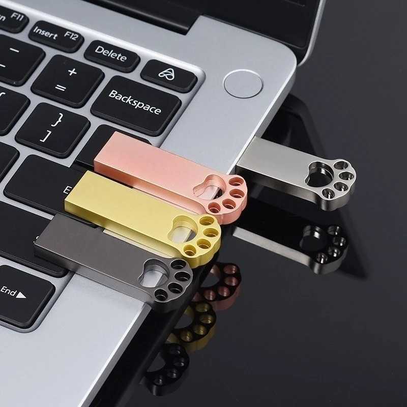 Mini Cats Paw USB 30 Flash Drive 128GB 64GB 32GB Wedding Gift Memory Stick 16GB Metal Pen Drive 8GB Black Silver USB 30 Stick C251209
