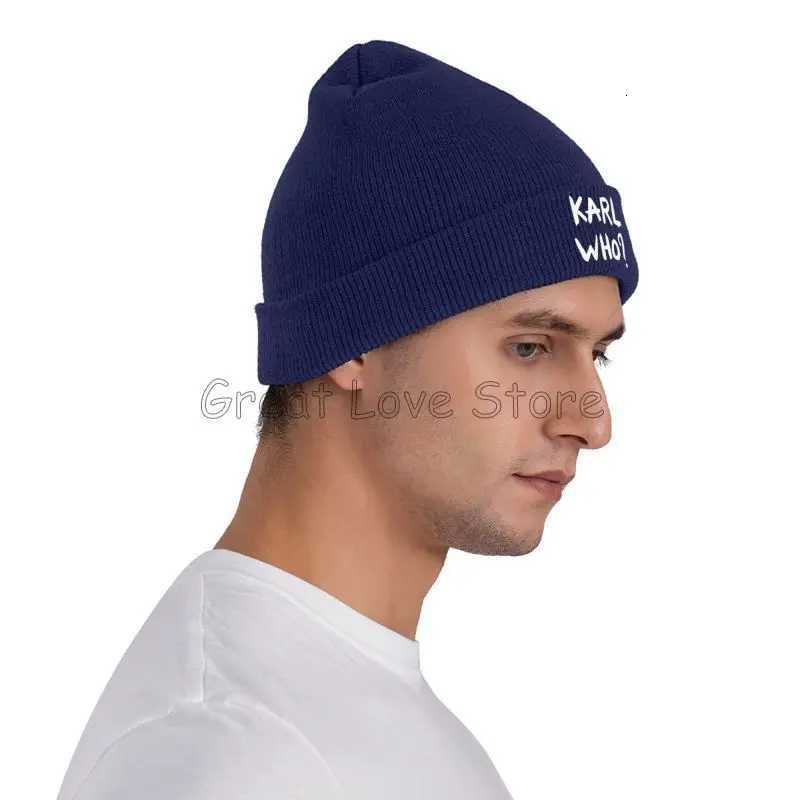 Luxury KARL WHO Print Bonnet Hats Cool Knit Hat for Men Women Winter Warm Skullies Beanies Caps Print Beanie Hat Soft Warm Winter Y251209