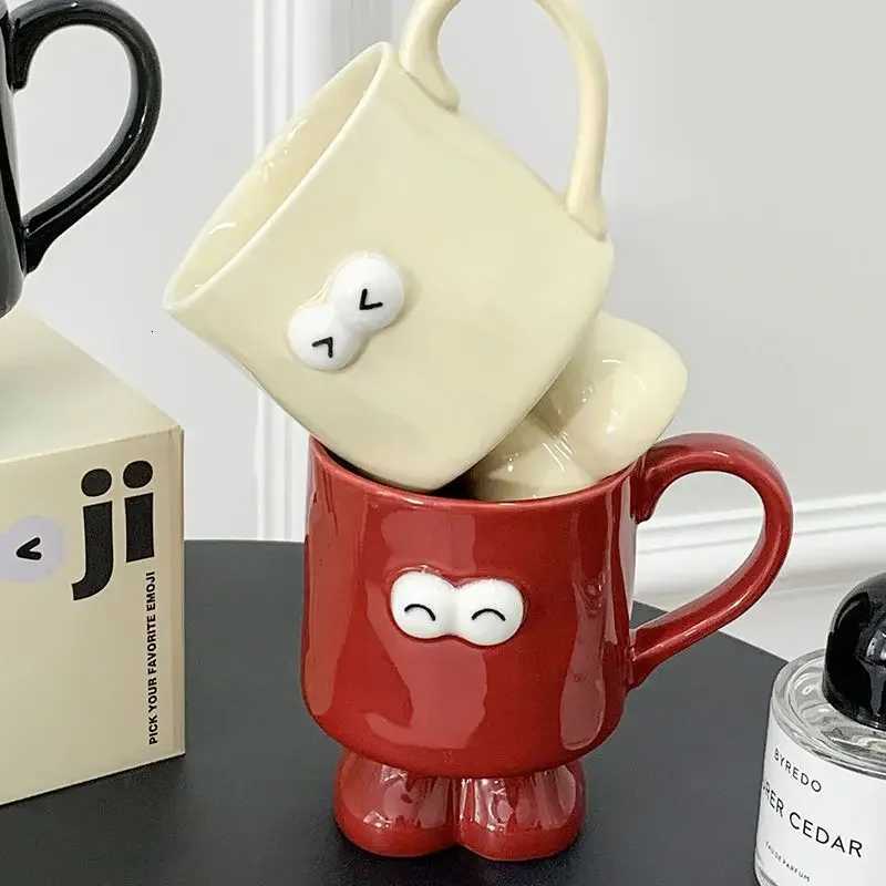 Intere Big Eyed Ceramic g Cute Red Black and White Coffee gs Off Breakfast Birthday Gift Teacup Couple Water Cups H251209