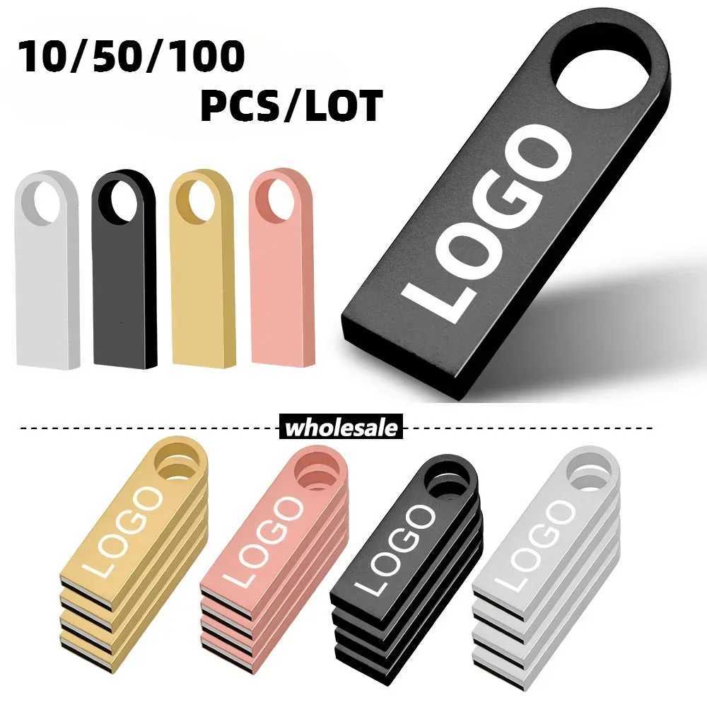 10/ 50/100 Pcs/lot metal USB Flash Drive 64GB 32GB 8GB 4GB memory Flash USB Sticks pen drive 128mb 512mb PenDrive 20 C251209