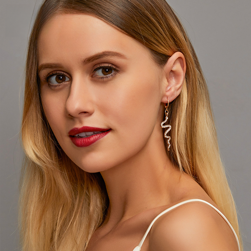 Earrings designer Designer Female Cold Wind Long Dia-Encrusted free shipping Free Shipping Eardrop Personality luxury Casual Wave Ear Buckle