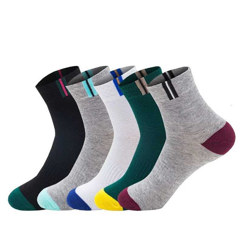 10 PICS5pairs/lot Men sport Cottin Socks Mens Sweat-absorbent Breathable Socks Colorful Men Athletics Socks Mesh Sports SocksT251209