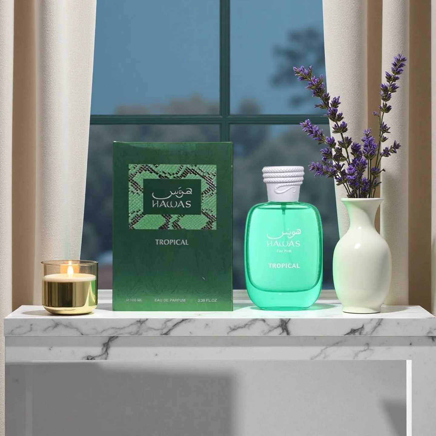 RASASI Hawas Tropical Eau de Parfum Green Glass Bottle 100ml Fresh Fragrance for Personal UseT251209