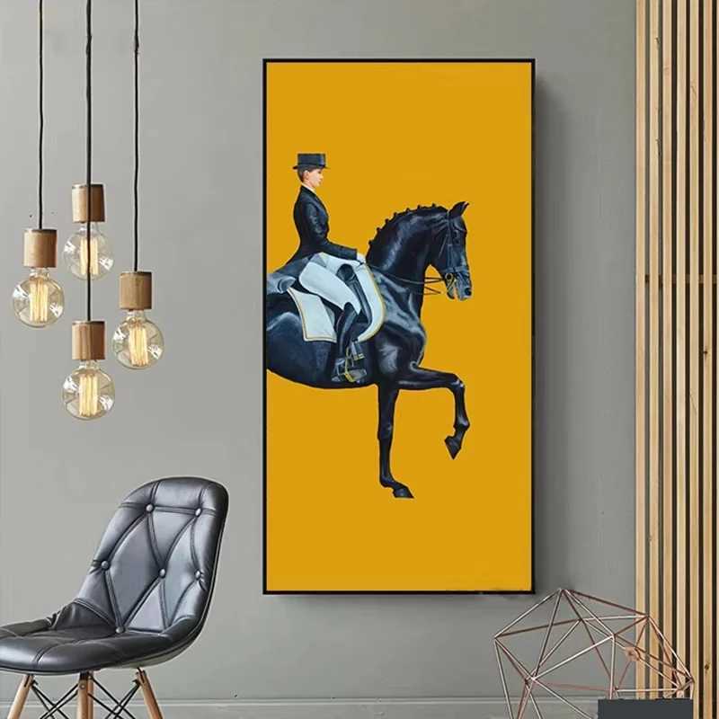 ic Modern Orange Horse Racing Canvas Print Painting Poster Cool Wall Art Pictures for Entryway Large Size He Decor H251208