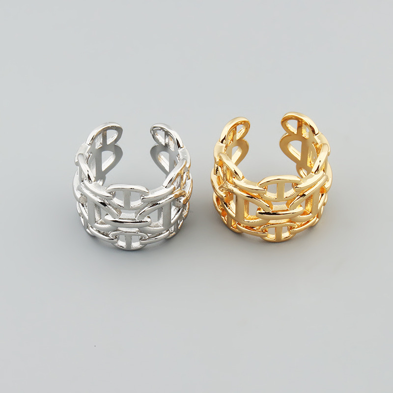 Trendy New and American Style Three-Layer Hollow Pig Nose Ring Open Adjustable One Size for Men and Women Elegant Jewelry