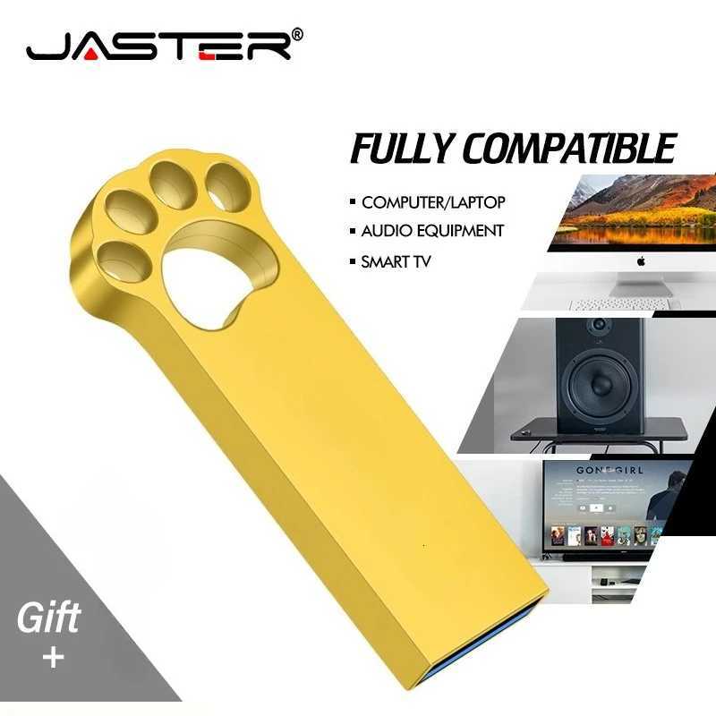 Mini Cats Paw USB 30 Flash Drive 128GB 64GB 32GB Wedding Gift Memory Stick 16GB Metal Pen Drive 8GB Black Silver USB 30 Stick C251209