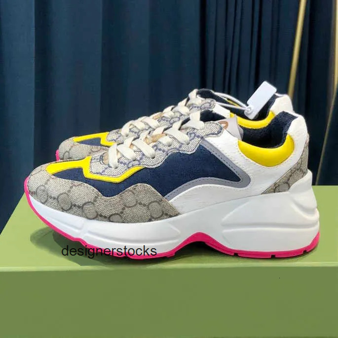 Designer Sneakers Rhyton Casual Shoes Leather Platform Mens Womens Dad Sneakers Vintage Chaussures Lace Up Platform gucciis guccis gg guccisneakers CV5A