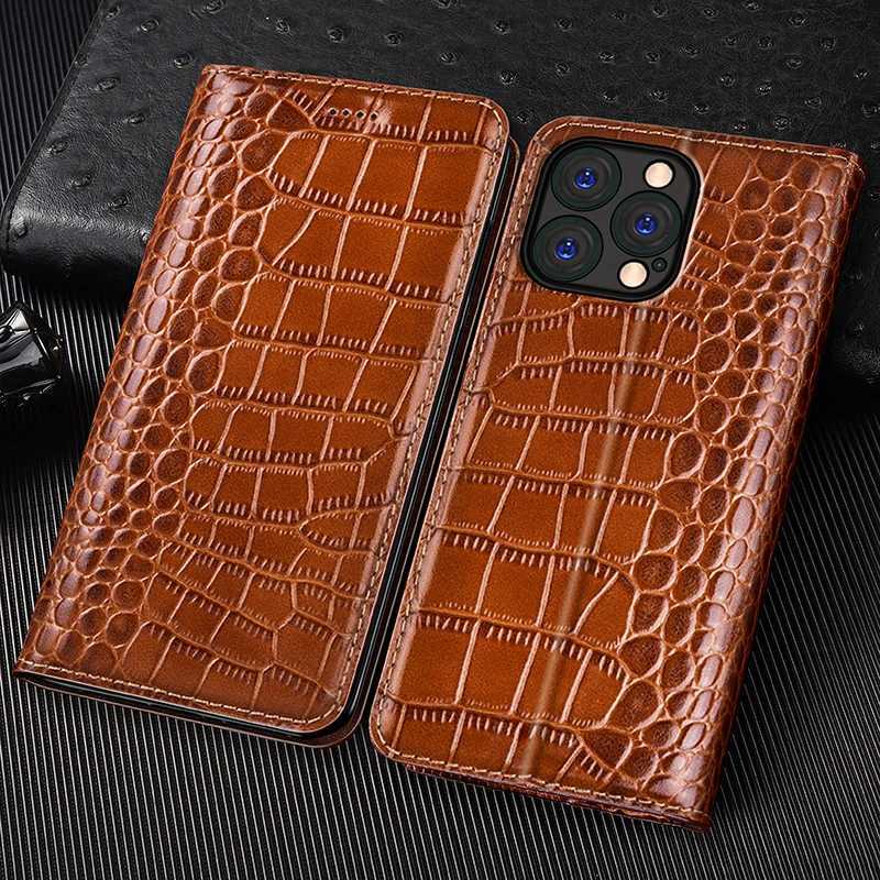 Crocodile Genuine Leather Flip Case For iPhone 7 8 Plus X XS XR 11 12 13 14 15 16 16E Pro Plus Max Wallet Phone Cover Cases C251209