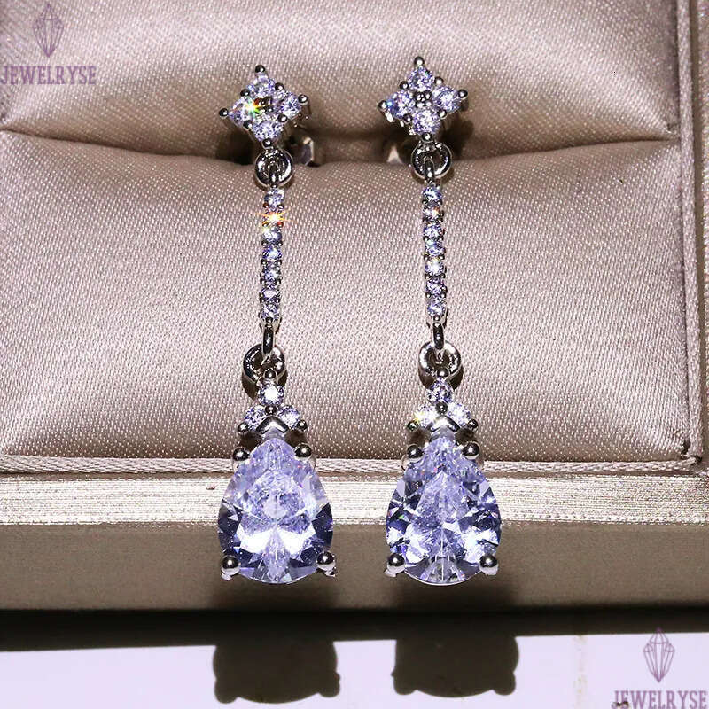 Shine cz zircon drop designer dangle earrings stud for women silver bling diamond crystal long tassel clover elegant earring earings ear rings jewelry