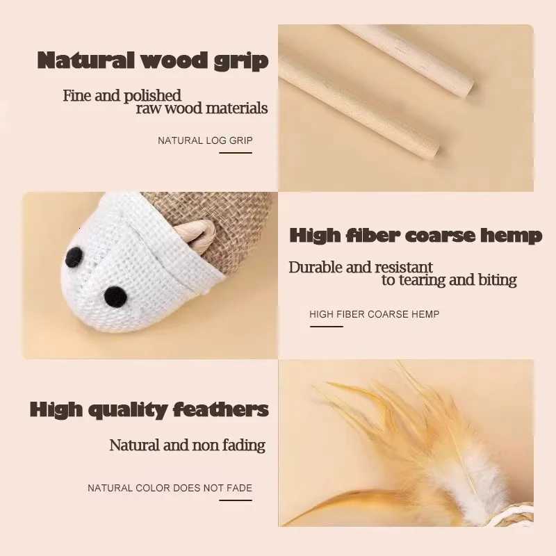 Teasing Cat Stick Sisal Feather Cat Supplies Interactive Fun Pet Cat Toy Accessories Anti Bite Training M251209