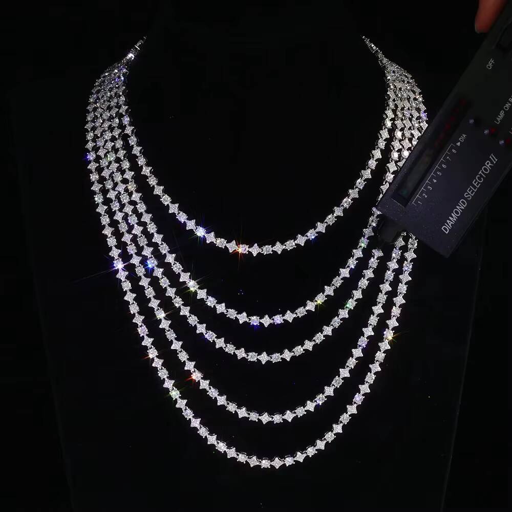 2025 Gra Jewelry 925 Sterling Silver Vvs Tennis Ice Moissanite Luxury GRA Certified Necklace Chain Unisex