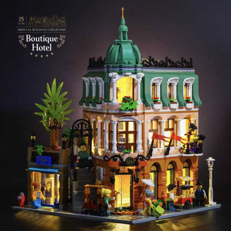 3081PCS Compatible Corner Premium Hotel Building Set with Street Scene Architecture Series Assembly Model Toy Birthday Building Set X250509