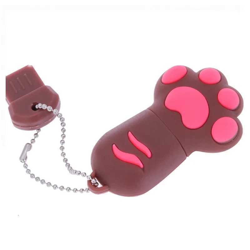 Cat Paw USB Flash Drive 64GB black Cartoon Memory Stick Key Chain Pen drive 128GB 32GB Gifts for Kids U Disk C251209