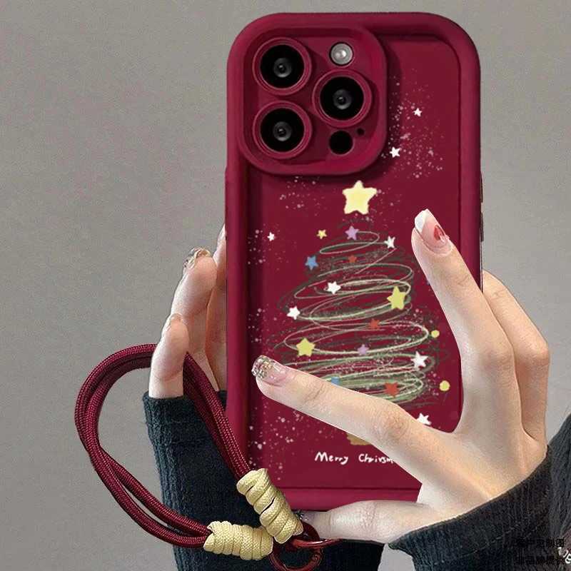 Ins Cartoon Christmas Style Rope Lanyard Case For Iphone 17 16 15 14 13 12 11 Pro Max 17 Air 16E 15 Plus 17 Pro Max Phone Cover C251209