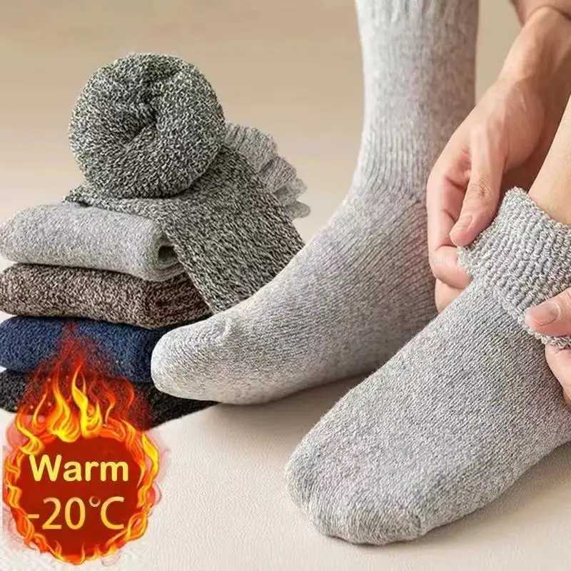 5 Pairs Winter Warm Mens Socks Wool Male Women Socks Super Thicker Solid Socks Merino Wool Socks Against Cold Snow Terry SocksT251209