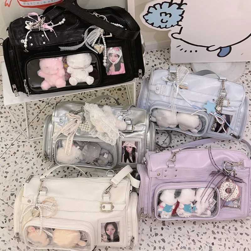 Large Capacity Japanese Y2k Shoder Itabag Transparent MtiPocket Harajuku Crossbody Bag Cute Girl JK Uniform Underarm Bag Y251209