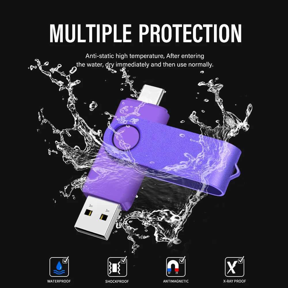 JASTER Type-C High speed USB 30 flash drive 2IN1 Rotate ly Pen Drive 128GB Mti-format Cpatible U Disk Real capacity C251209