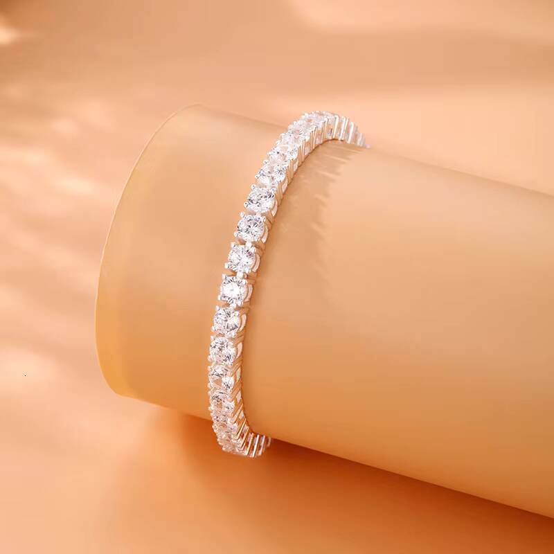Hot Selling 3mm 4mm 5mm Vvs GRA Certified Moissanite Diamond 925 Sterling Silver Tennis Bracelet Unisex Jewelry