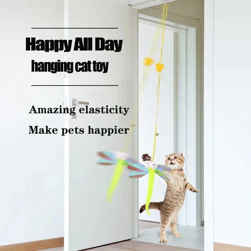 Cat Toy Hanging doors and windows Caterpillar Dragonfly Rubber band rebound Bell toy Automatic Funny Self-hey Interactive Toy 32 M251209