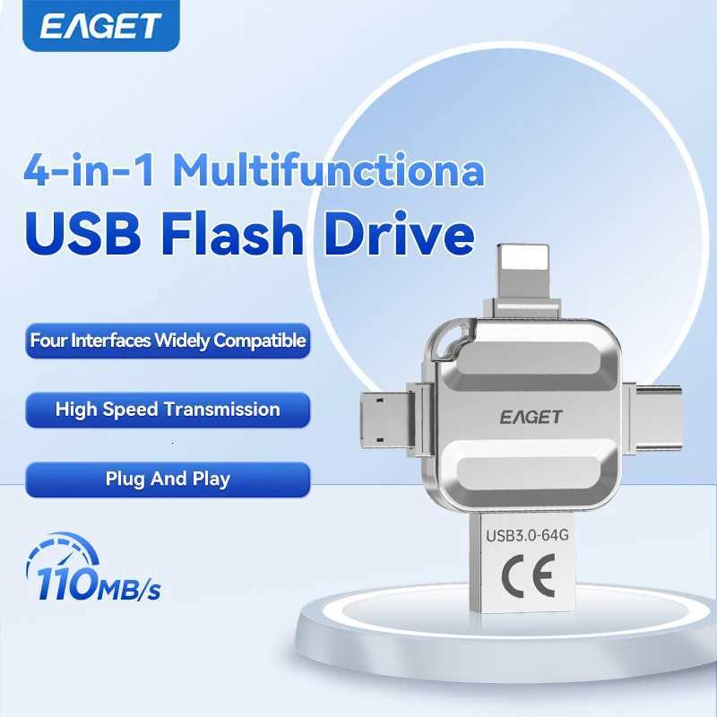 Eaget 4 in 1 Mini USB Flash Drive USB Type C Mirco B Lighting to USB 32 Pendrive USB Memories Stick for Phones PC Laptops C2512091