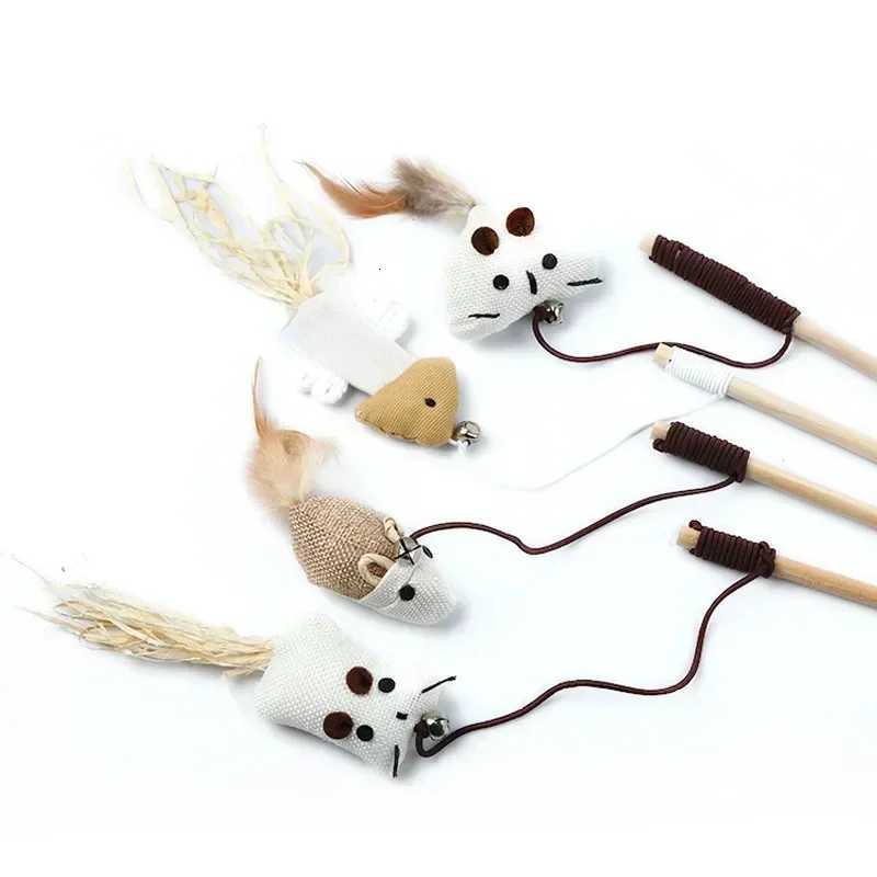 1PC Vibrant Feather Wand - Interactive Cat Toy with Wooden Stick for Playful Kittens M251209