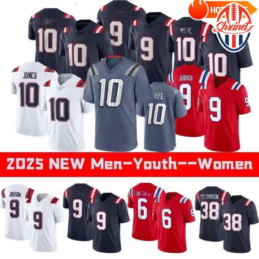 Patriot Custom Football Jerseys Drake Maye Christian Gonzalez Keion White Rhamondre Stevenson Stefon Diggs Tom Brady Mike Vrabel Men Women Youth Jersey embroidery