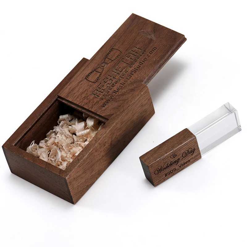 wooden and crystal pendrive 4GB 32GB pen drive 16GB 64GB USB flash drive memory stick custi gifts C251209