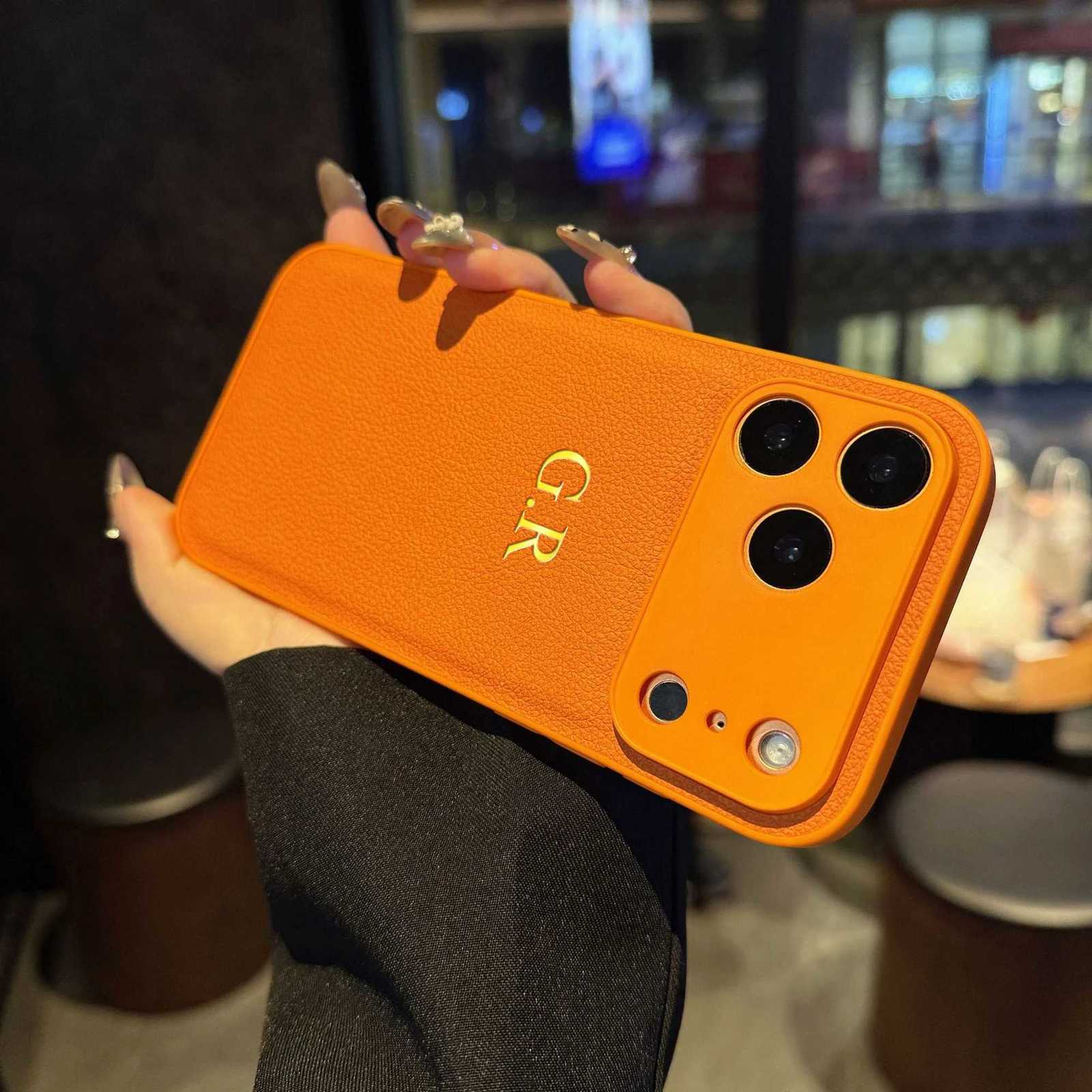 luxury Personali Custi Name Phone Case For iPhone 17 16 15 14 13 Pro Max Plus Air Gold 3D Hot Foil Stamping Faux Leather Cover C251209