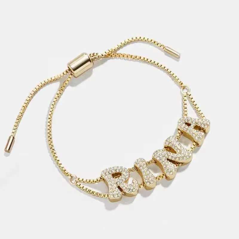 Custom Crystal Zircon Name Bracelet For Women Personalized Bubble Letter Bracelet Adjustable Slider Jewelry Mothers Day GiftsXJ251209