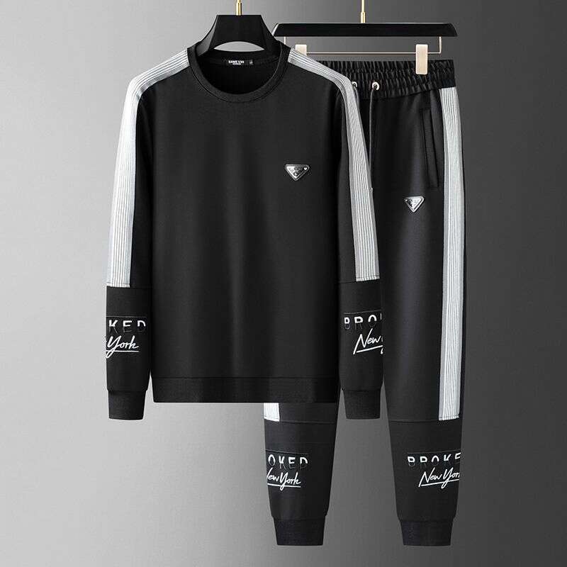 European High-End Design Brand Casual Suit For Men, Running Sportswear Two-Piece Set Trendy