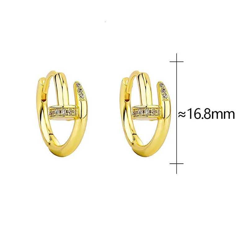 luxury Real 925 Sterling Silver Zircon Nail Round Hoop Earrings for Women Minimalist Trendy Fine Jewelry Shiny Tool Accessories K251209