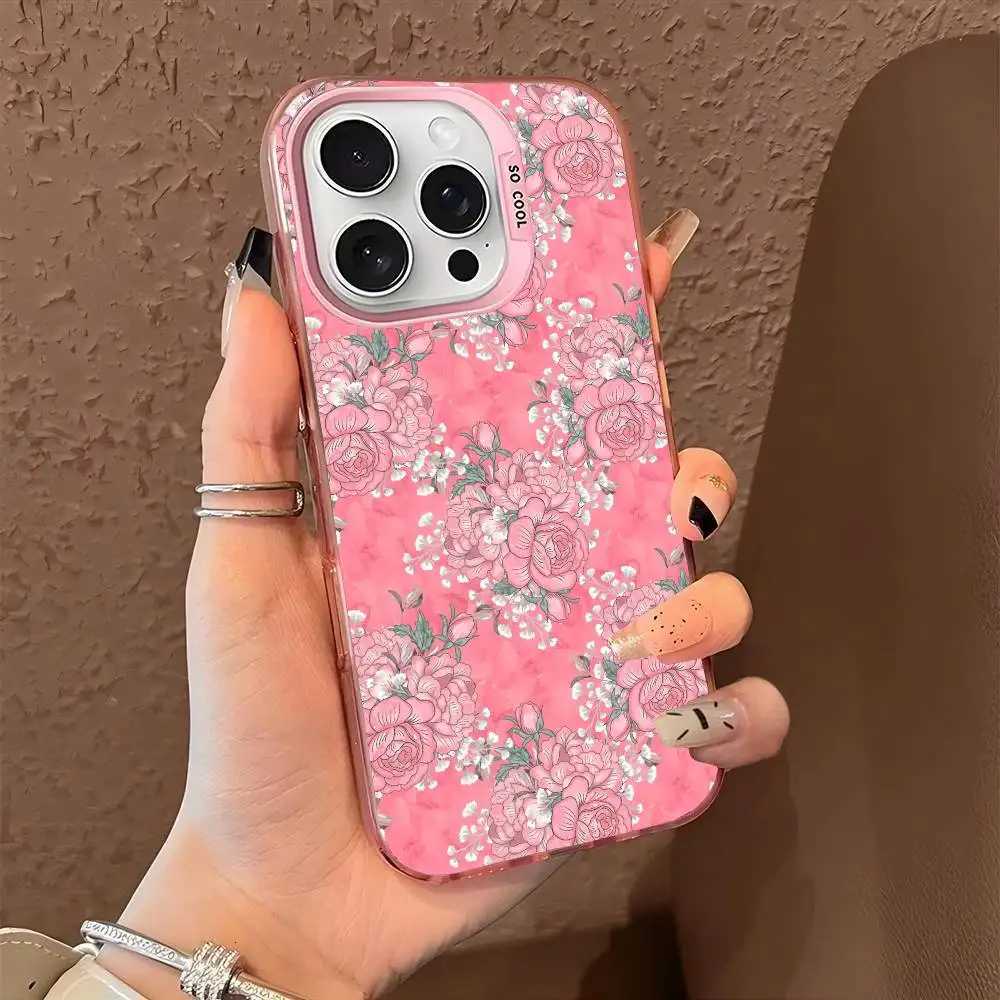 1PC Floral Lichee Pattern Phone Case For IPhone 17 Air 16 15 14 13 12 11 Pro Max Plus Color Shockproof Back Silver Cove C251209