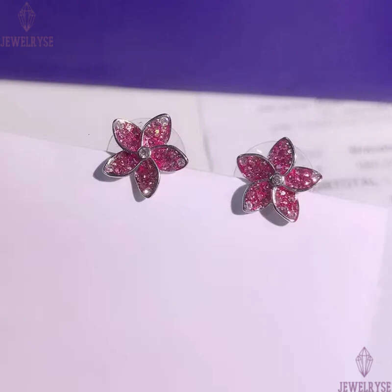 Luxury lovely red flower floral designer earrings for women romantic shine crystal cz zircon elegant charms earring earings ear rings necklace jewelry