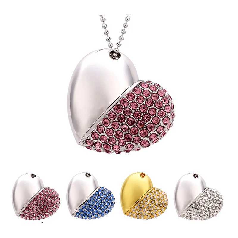 Metal crystal love USB Flash Drive precious stone pen drive special pendrive 64GB/16GB/32GB diamante memory stick gift C251209