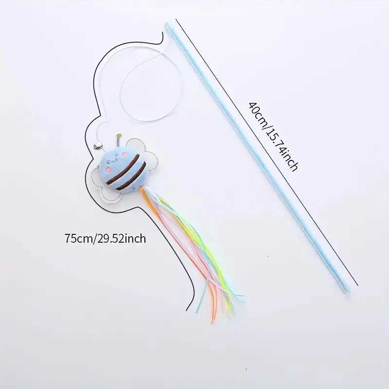 New Plush Bee Shaped Cat Teaser with Exquisite Tassel Color Matching and Fresh Plastic Pole M251209