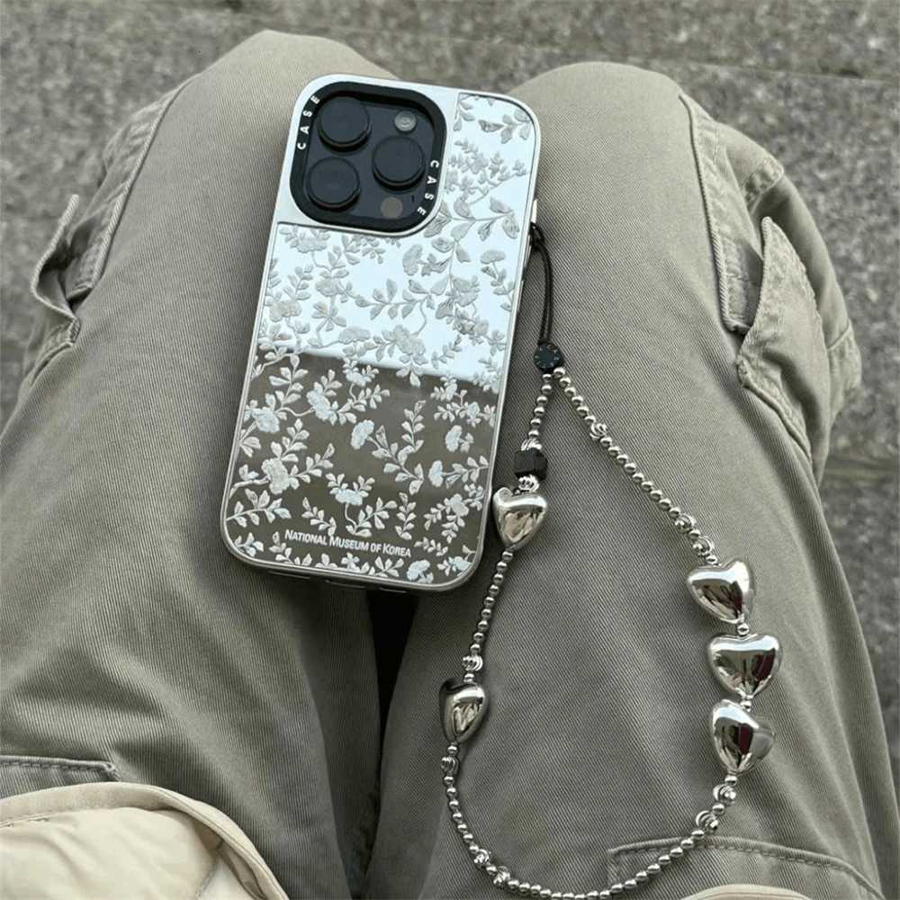 Korean Museum Flower Mirror Phone Case Cover for IPhone 16 15 14 13 12 Pro Max Magnetic Wireless Charging Back Cover C251209