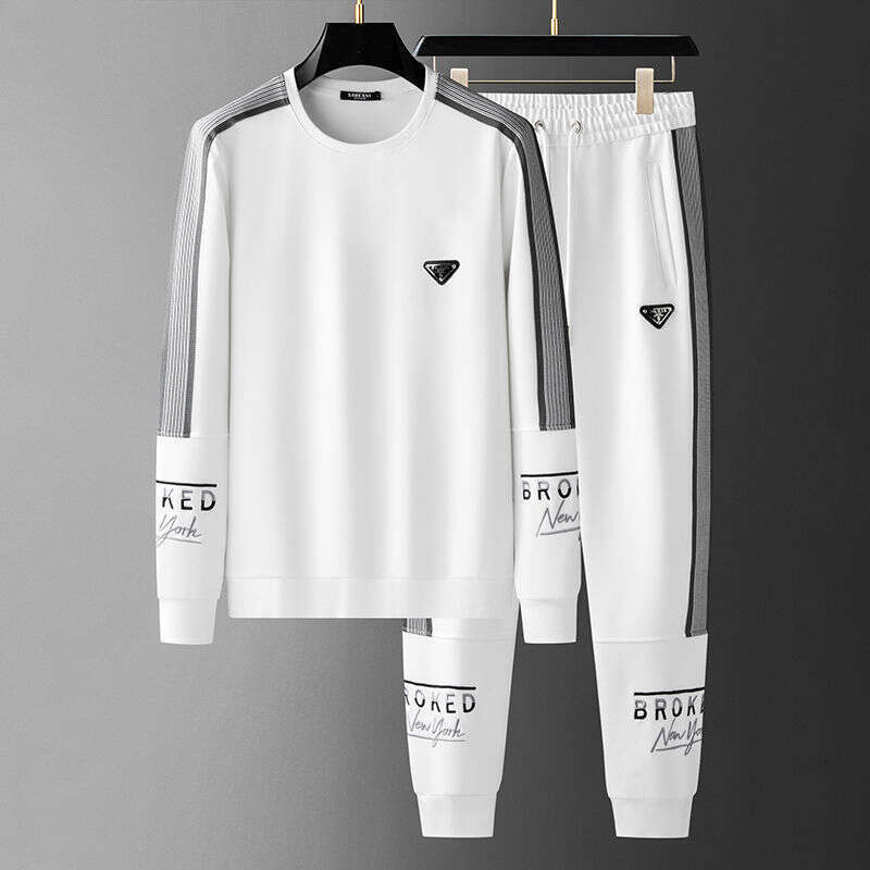 European High-End Design Brand Casual Suit For Men, Running Sportswear Two-Piece Set Trendy