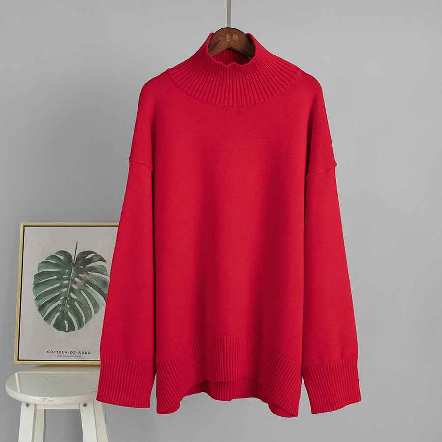 Women's Sweaters 2025 Autumn Winter Oversized Turtleneck Sweater Casual Warm Solid Basic Loose Knitted Jumper Pullover