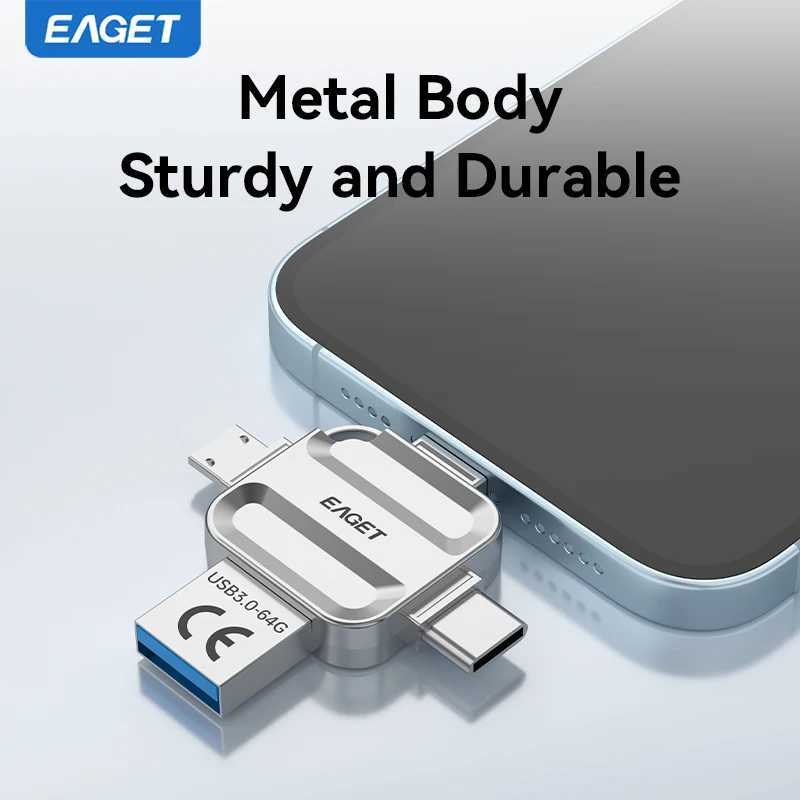 Eaget 4 in 1 Mini USB Flash Drive USB Type C Mirco B Lighting to USB 32 Pendrive USB Memories Stick for Phones PC Laptops C2512090